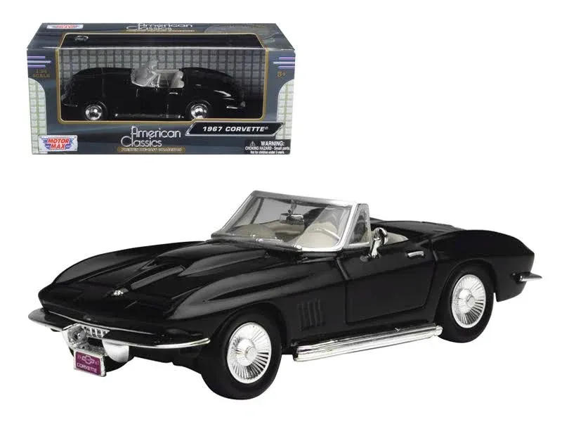 1967 Chevrolet Corvette Black Convertible 1:24 Diecast Model - Motormax 73224BK*