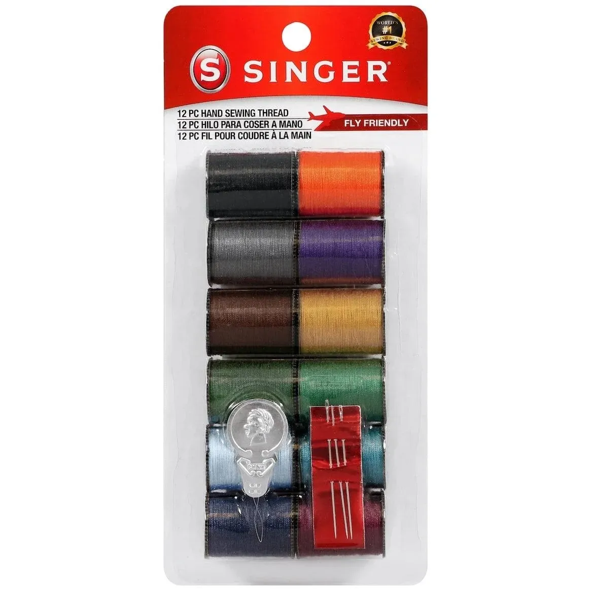 SINGER 60641 Polyester Hand Sewing Thread, Assorted Colors, 12 Small Spools, Dark