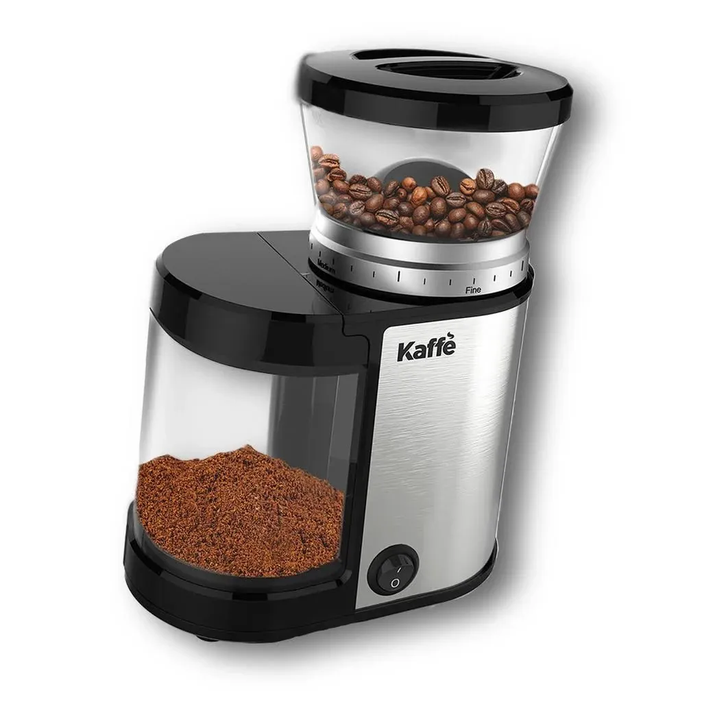 Kaffe Burr Coffee Grinder - 20 Cup, Stainless Steel w/ New Stealth Motor