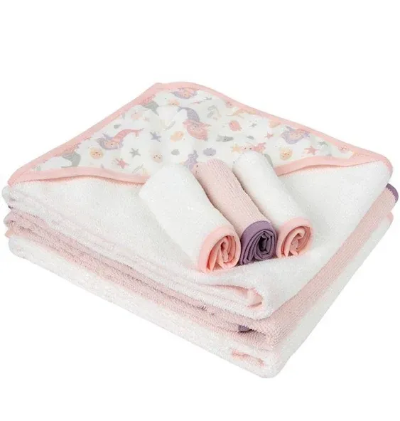 Baby Essentials 6-piece Hooded Baby Bath Towel & Wash Cloth Set