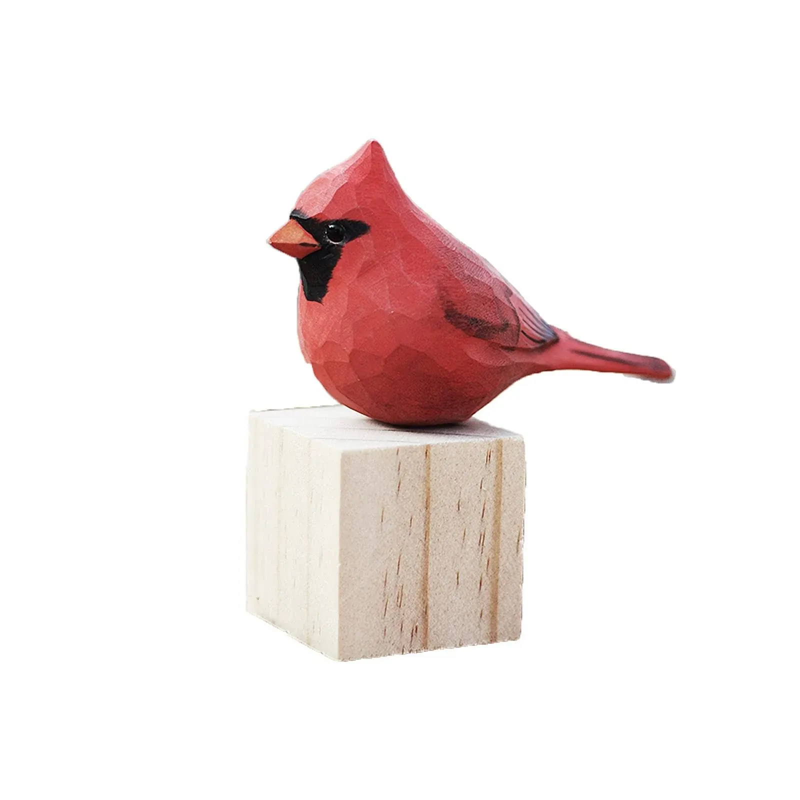 NC Northern Cardinal Bird Ornament Hand Carved Painted Wooden Statues for Home Decor