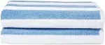 Amazon Basics Cabana Stripe Beach Towel - 2-Pack, Sky Blue