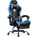 N-GEN Video Gaming Computer Chair with Footrest High Back Adjustable Ergonomic Comfortable PU Leather Recliner, Blue