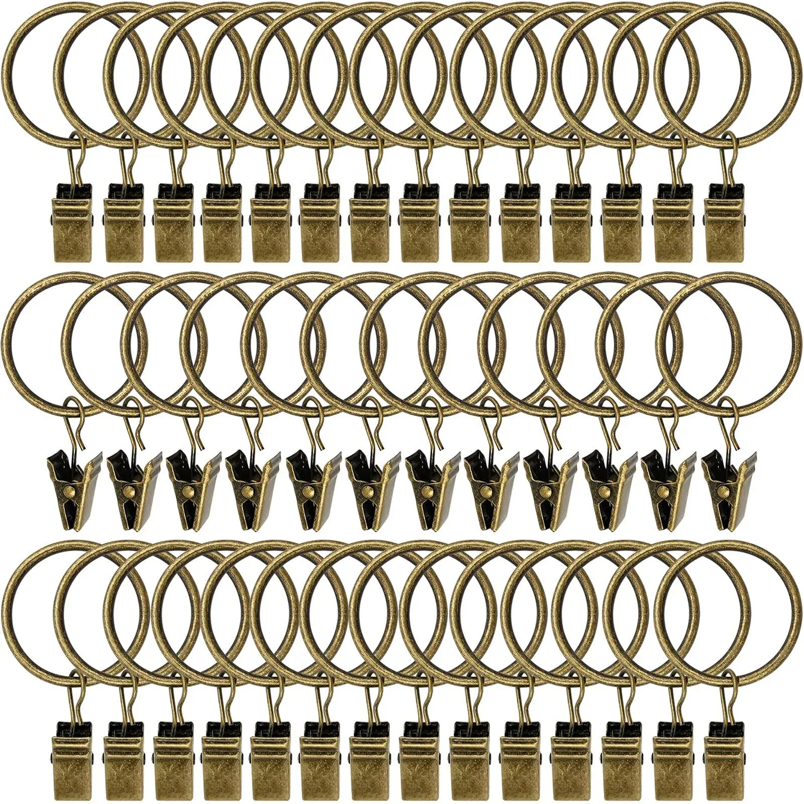 40 Pack Curtain Rings with Clips Drapery Clips with Rings Hangers Drapes Ring...