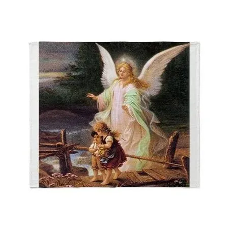 Cafepress - Guardian Angel with Children on Bridge Throw Blank - Soft Fleece ...