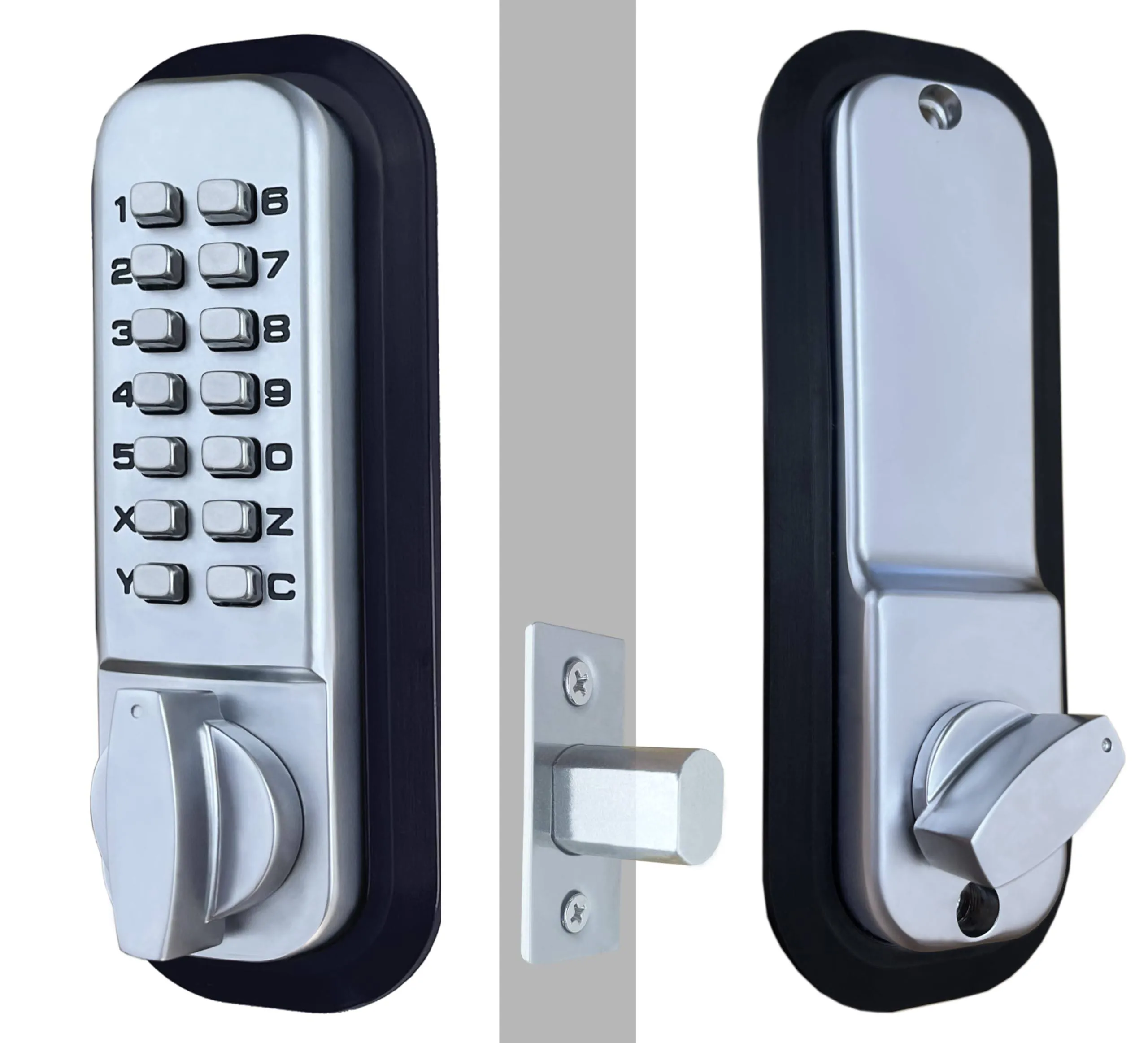 Jounjip Deadbolt Keyless Entry Door Lock [Flat Spindle] - 100% Mechanical Deadbolt Lock with Thumb Turn Door Knob - Single Sided Keypad Deadbolt Lock - Satin Chrome - 2024