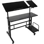 Mind Reader Mobile Sitting Standing Desk Black