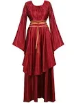 Parlsdy Womens Medieval Dress Victorian Costume Renaissance Long Dress Costumes Irish Over Cosplay Retro Gown