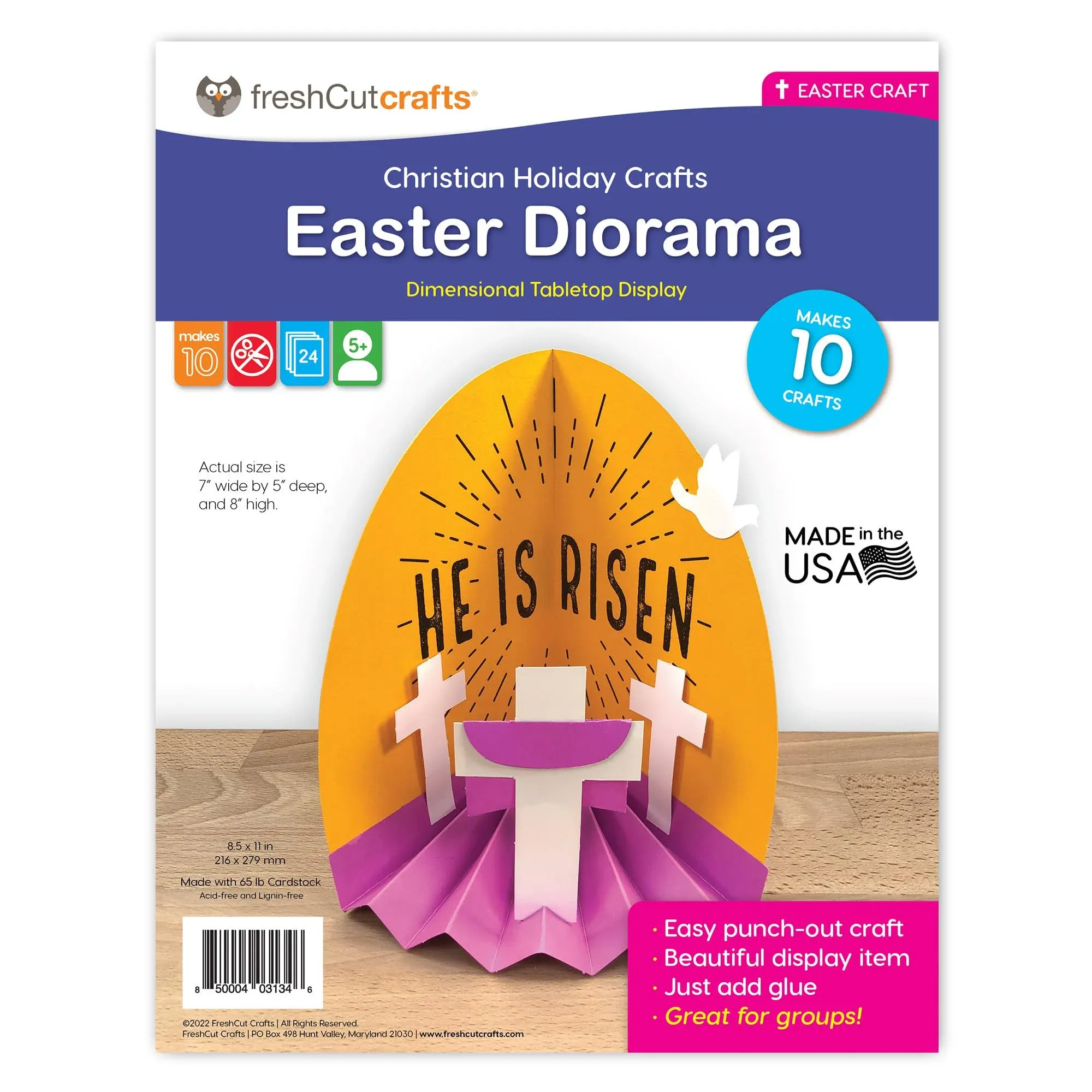 FreshCut Crafts | Easter Diorama Easy 3-D Punch-Out Bible Craft Kit – Makes 12 Tabletop Display Crafts for Sunday School, Homeschool Classrooms US