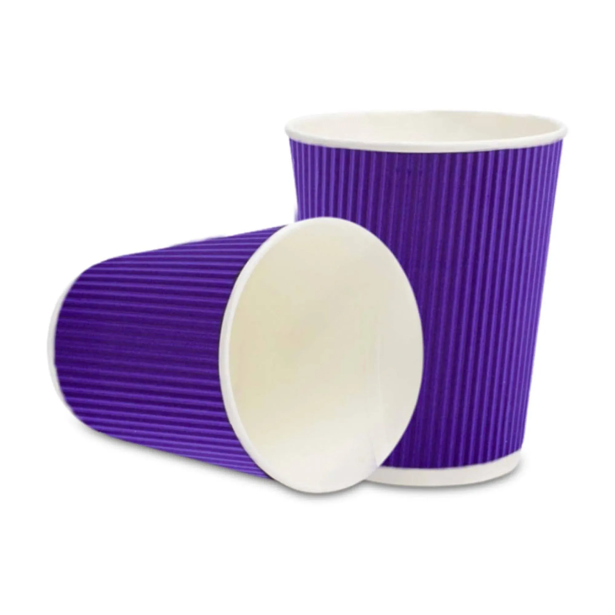 12 oz Royal Purple Paper Coffee Cup - Ripple Wall - 3 1/2 inch x 3 1/2 inch x 4 1 ...