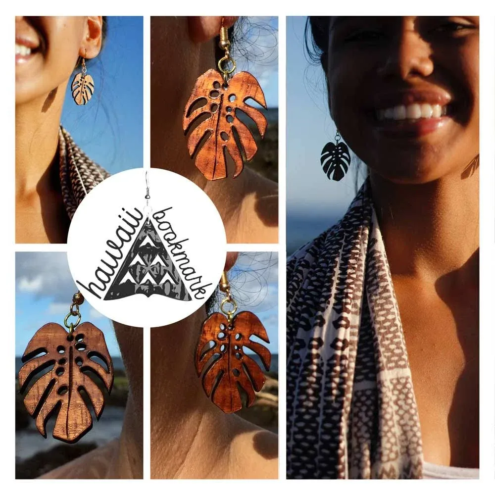 Monstera Koa Earrings