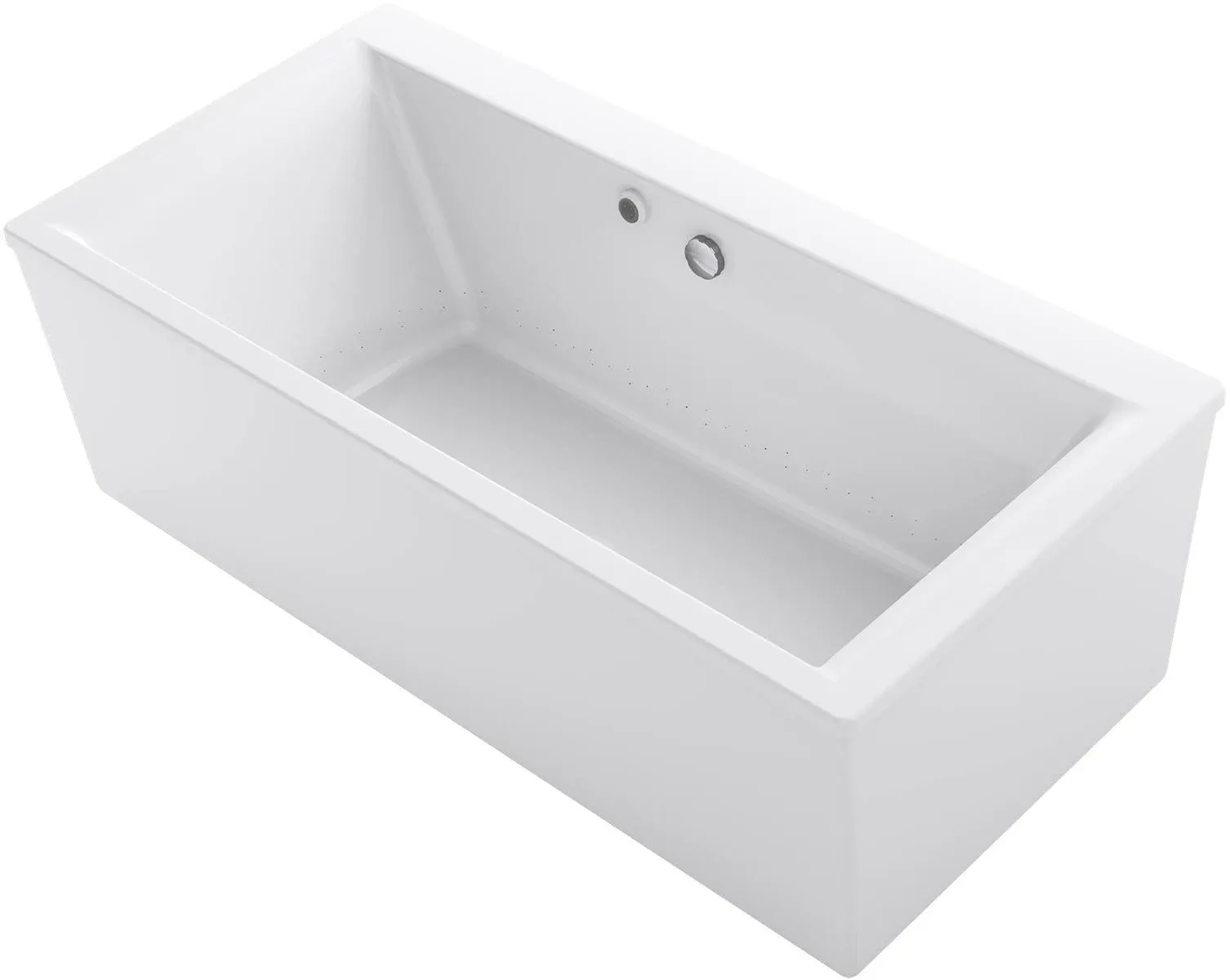 KOHLER K-24010-W1-0 Stargaze 60" X 34" Freestanding Bath With Bask Heated Surface And Straight Shroud In White