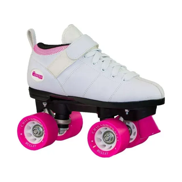 Chicago Ladies Bullet Speed Skates White Classic Quad Roller Skate, Size 3