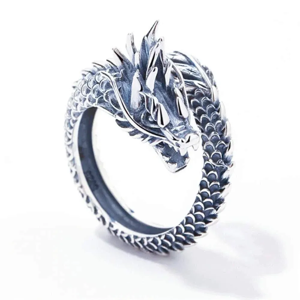 3D Ouroboros Ring 925 Sterling Silver Snake Serpent Thai Dragon Tribal Eating ...