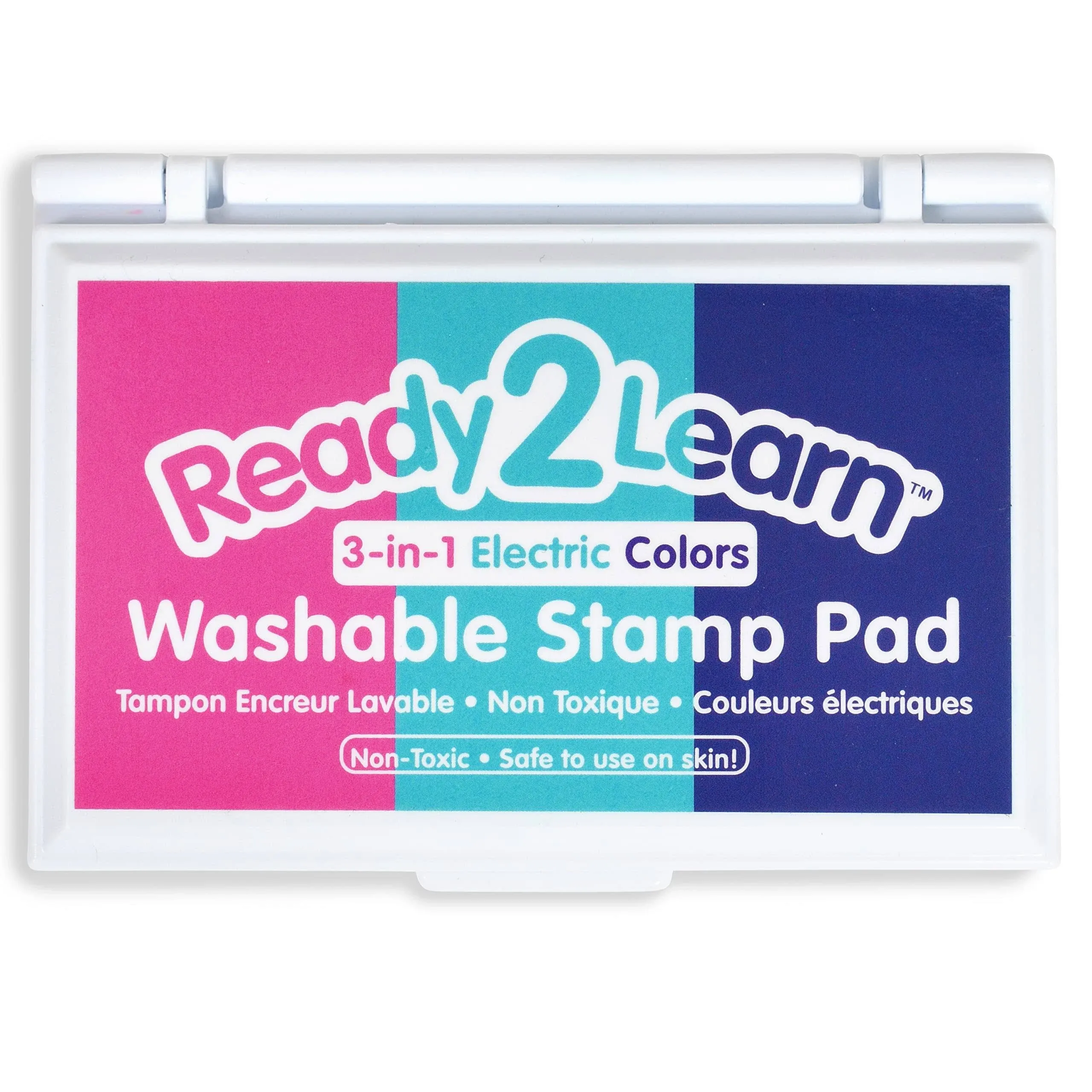 READY 2 LEARN Washable Stamp Pad 3-in-1 - Electric - Pink, Purple and Turquoise - Non-Toxic - Fade Resistant - Perfect for Scrapbooks, Posters and Cards