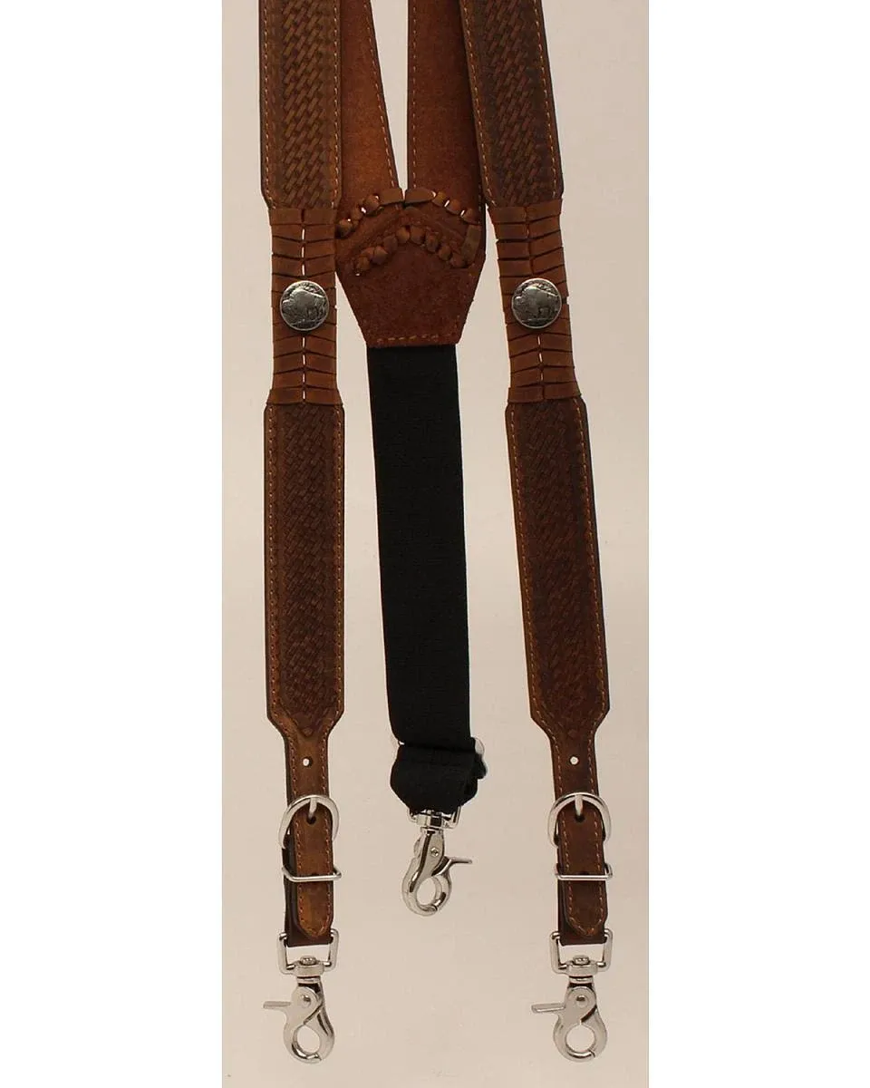 Nocona Suspenders Mens Galluse Buffalo Nickel Tan N8512044