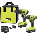 Ryobi P1817 18V ONE+ Lithium-Ion Cordless 2-Tool Combo Kit