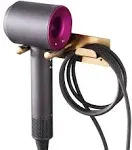 Self Adhesive Organizer Hair Dryer Holder Wall Mounted Compatible with Dyson Blow Dryer Gold Banjekt