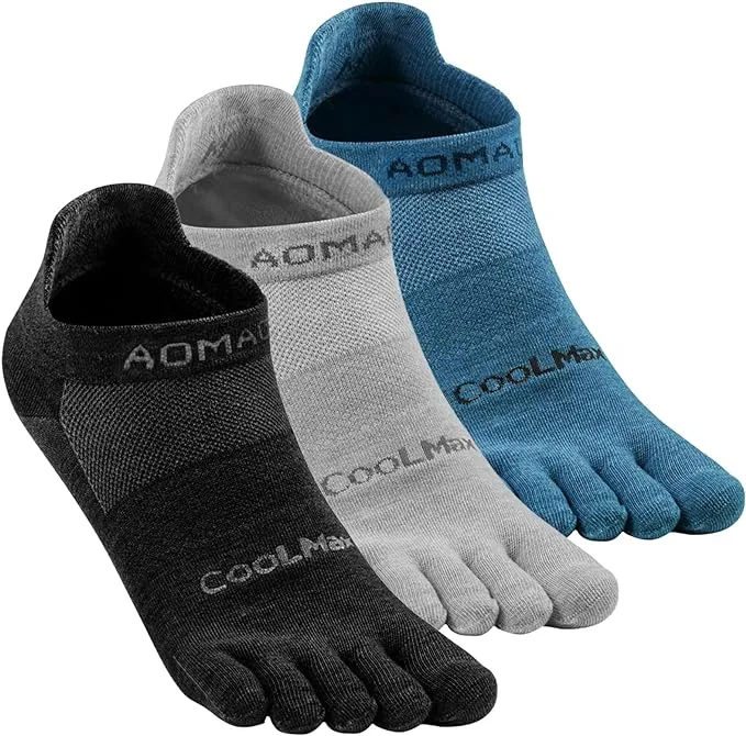 aomagic Toe Socks for Men and Women Athletic Running Coolmax Five Finger Ankle ...