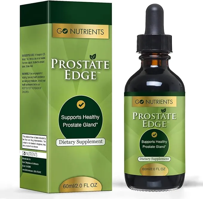 Go Nutrients Prostate Edge - Advanced Prostate Supplements for Men, Organic Saw Palmetto Extract & Herbal Formula, Support Prostate Health, Reduce Urination at Night, Prostate Relief Drops - 2oz