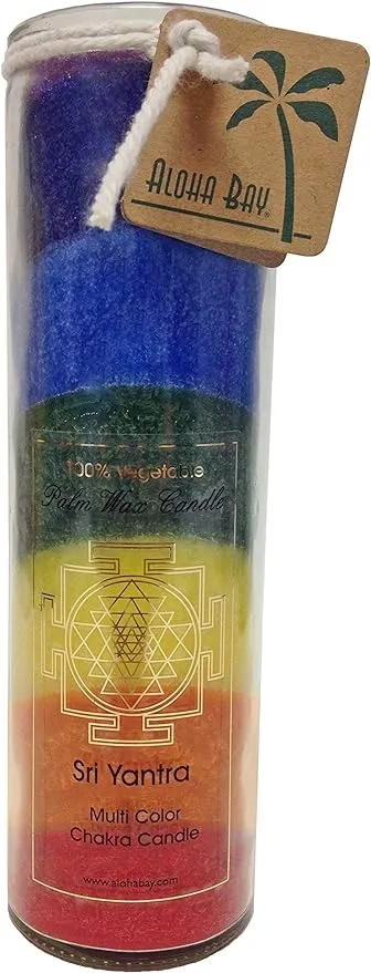 Aloha Bay Unscented Chakra Jar Rainbow Sri Yantra 7 Color Candle