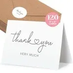 120 Thank You Cards with Envelopes to Express Gratitude – Wedding Thank You Cards with Envelopes & Stickers - For Any Occasion - Bridal Shower Thank You Cards, Engagement, Graduation & More, 4" x 6"