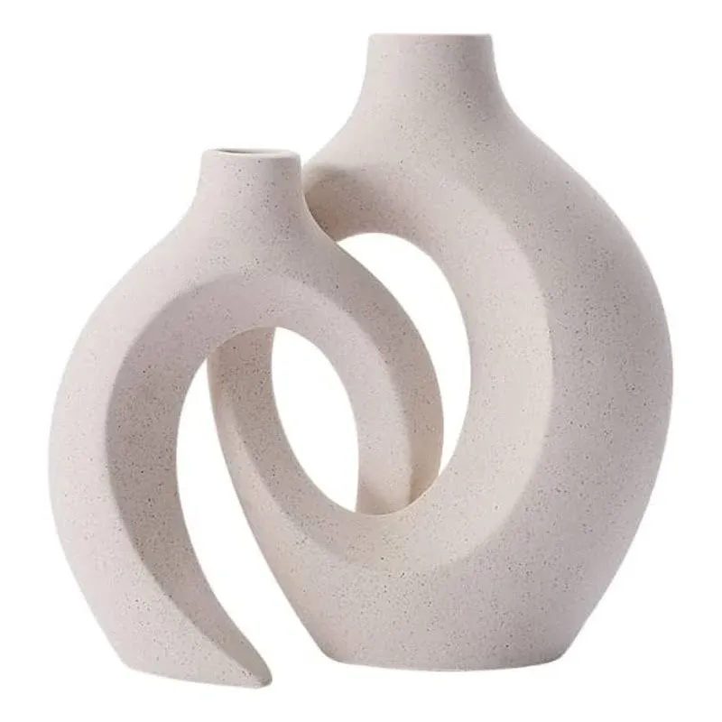 Ceramic Vase 2pcs,White Boho Ceramic Vase,Modern Minimalist Geometric Decorative ...