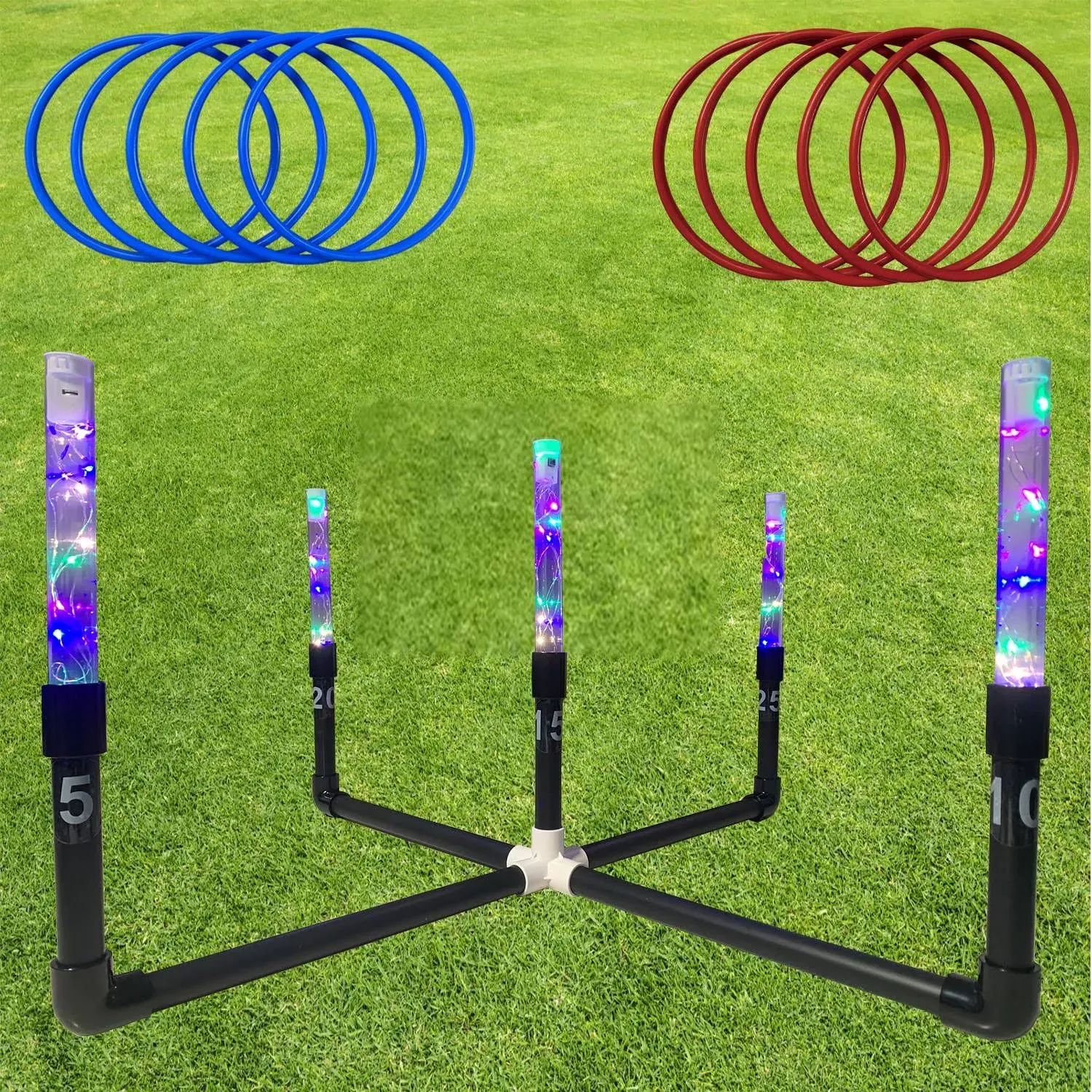 Hyunsen Outdoor Yard Games for Adult and Family, Led Ring Toss Black 