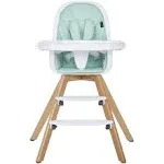 Evolur Zoodle 2 in 1 Baby High Chair in Mint, Easy to Clean, Adjustable and Removable Tray, Compact and Portable Convertible High Chair for Babies and Toddlers