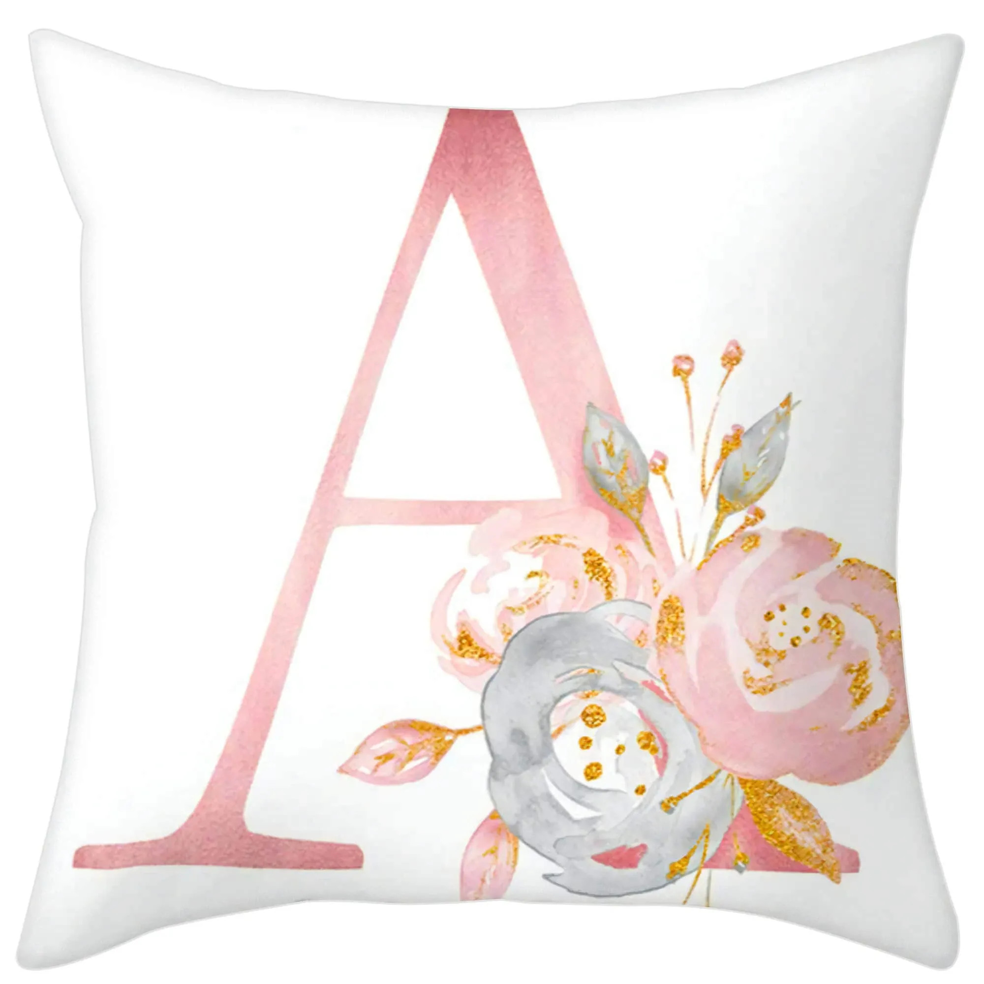 Throw Pillow Covers Alphabet Decorative Pillow Cases ABC Letter Flowers Cushion 