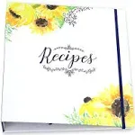 Outshine Co Premium Sunflower Recipe Binder Gift Set with 20 Full Page Recipe Paper, 36 Recipe Cards, 12 Recipe Dividers, 24 Labels