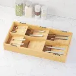 SpaceAid Bamboo Silverware Drawer Organizer with Labels (Natural, 6 Slots)