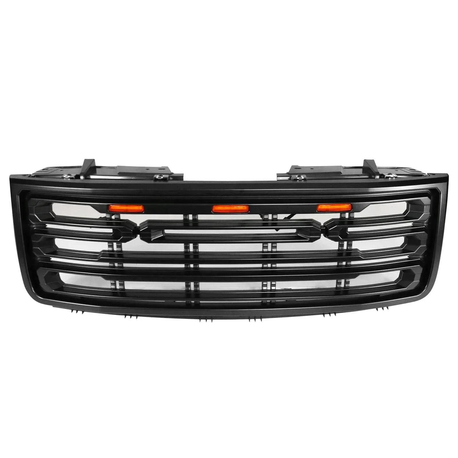 IKON MOTORSPORTS, Front Grille Compatible With 2007-2013 GMC Sierra 1500 Front Bumper Grille Gloss Black