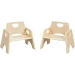 ECR4Kids Stackable Wooden Toddler Chair 6in 2-Pack Natural