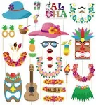 60pcs Luau Photo Booth Props - Hawaiian/Tropical/Tiki/Summer Pool Party Decorations Supplies (Assembly Needed)