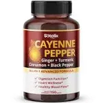 SOTALIX Supplement Cayenne Pepper 17,200mg with Ginger, Turmeric, Cinnamon, Black Pepper - Digestion Support - USA Made & Tested (150-day supply)