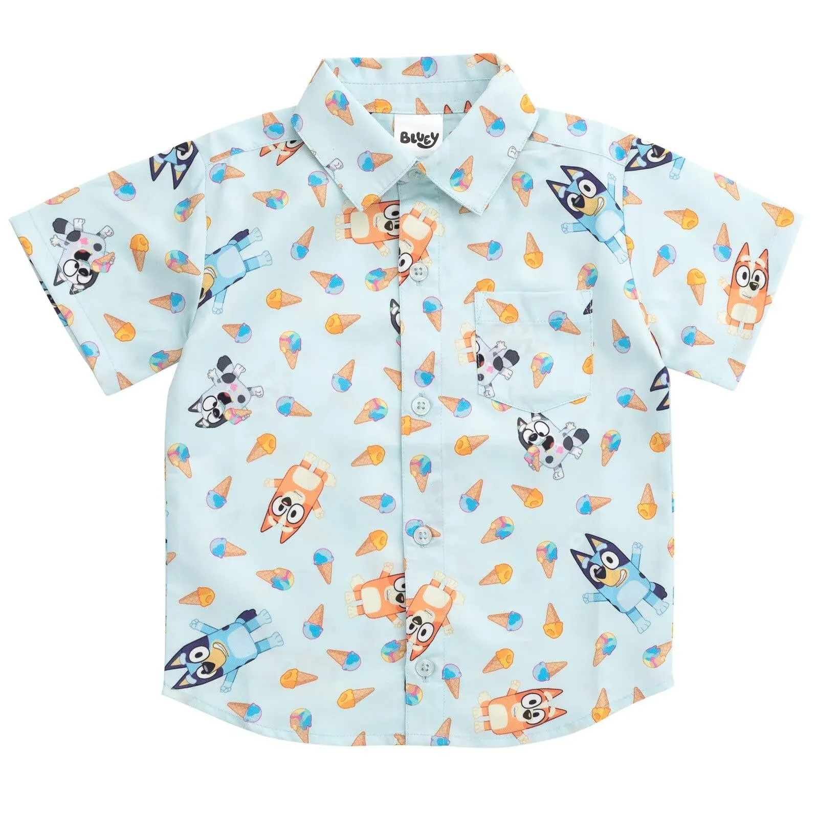 Bluey Bingo Hawaiian Button Down Dress Shirt Toddler to Big Kid