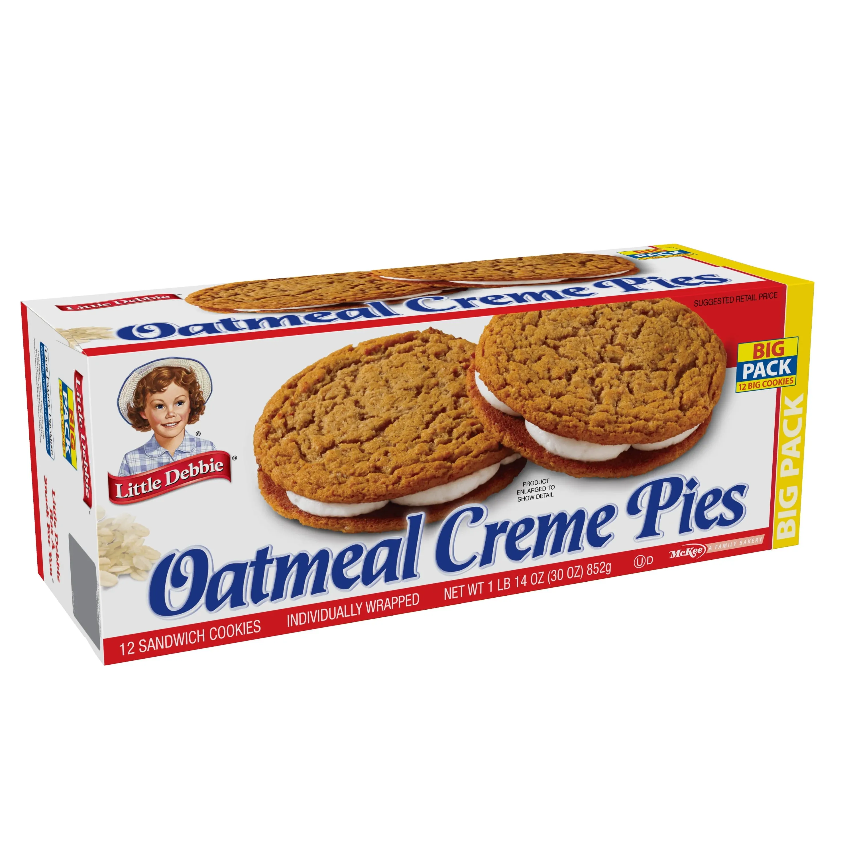 Little Debbie Sandwich Cookies, Oatmeal Creme Pies, Big Pack - 12 sandwich ...