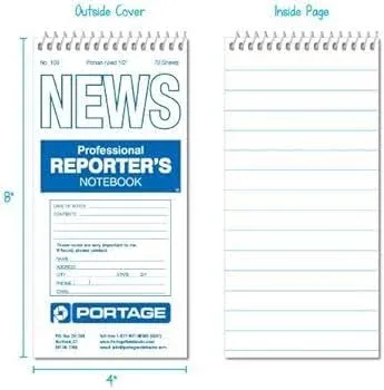 Reporter’s Notebook – Spiral Notebook, Notepad, Writing Pad for Professional Reporters & Journalists for Taking Notes, Field Book, Pittman Ruled– 4 x 8 Inches, 70 Sheets / 140 Pages (Pack of 3)