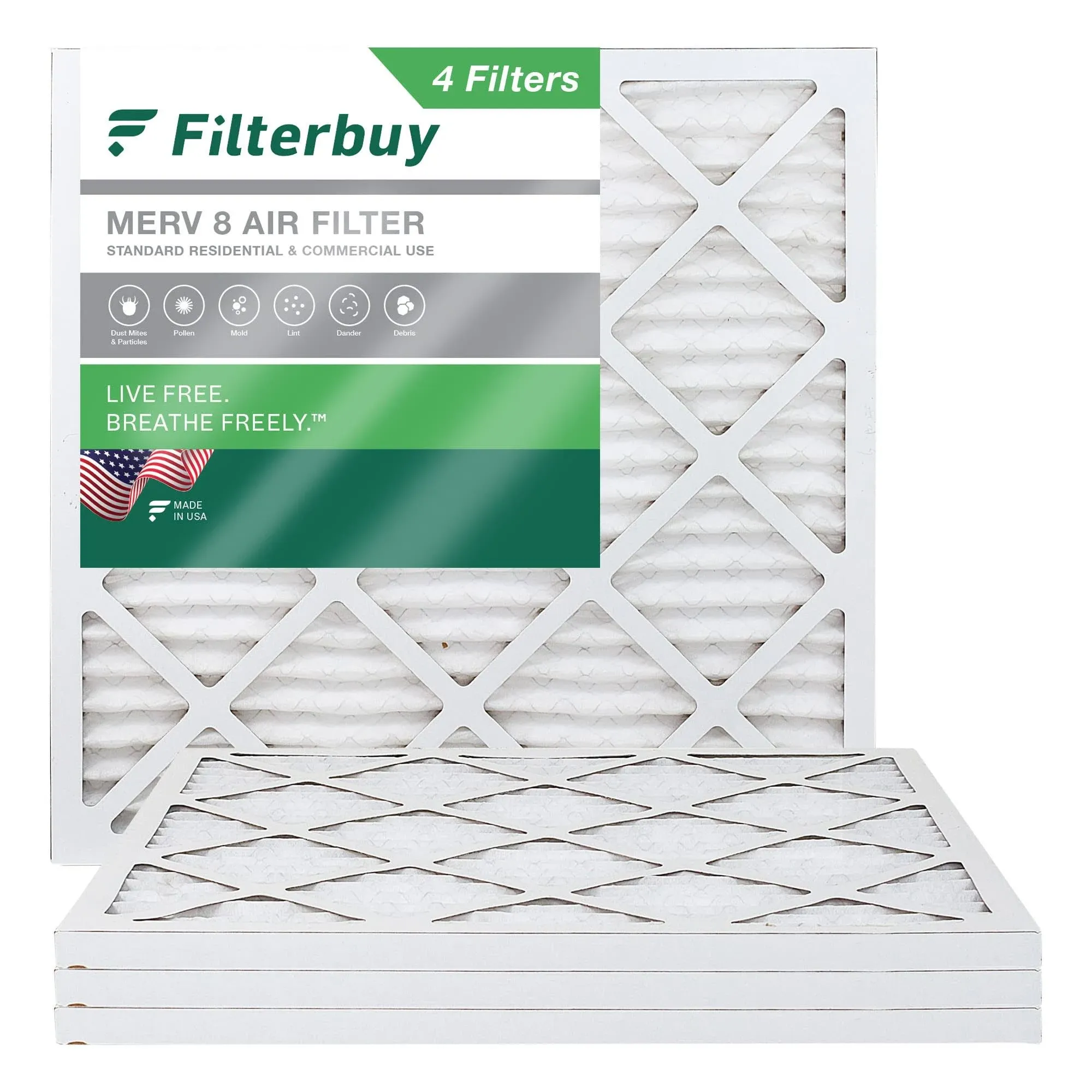 11.25x11.25x1 MERV 8 Pleated Air Filter (Pack of 4 Filters)