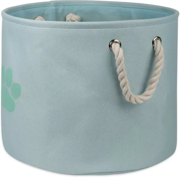 Polyester Pet Bin Paw Aqua Round Small