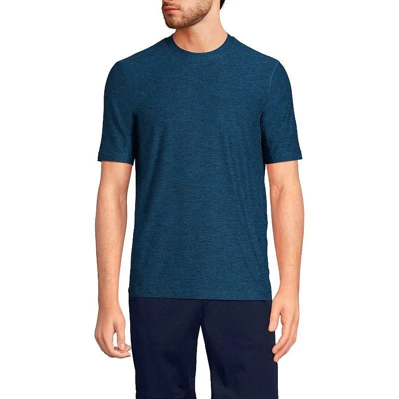 Lands' End Men's Short Sleeve Performance Social Active T-Shirt - Radiant Navy Spacedye