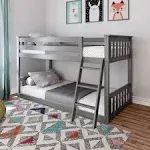 Max & Lily Twin Over Twin Low Bunk Bed, Grey