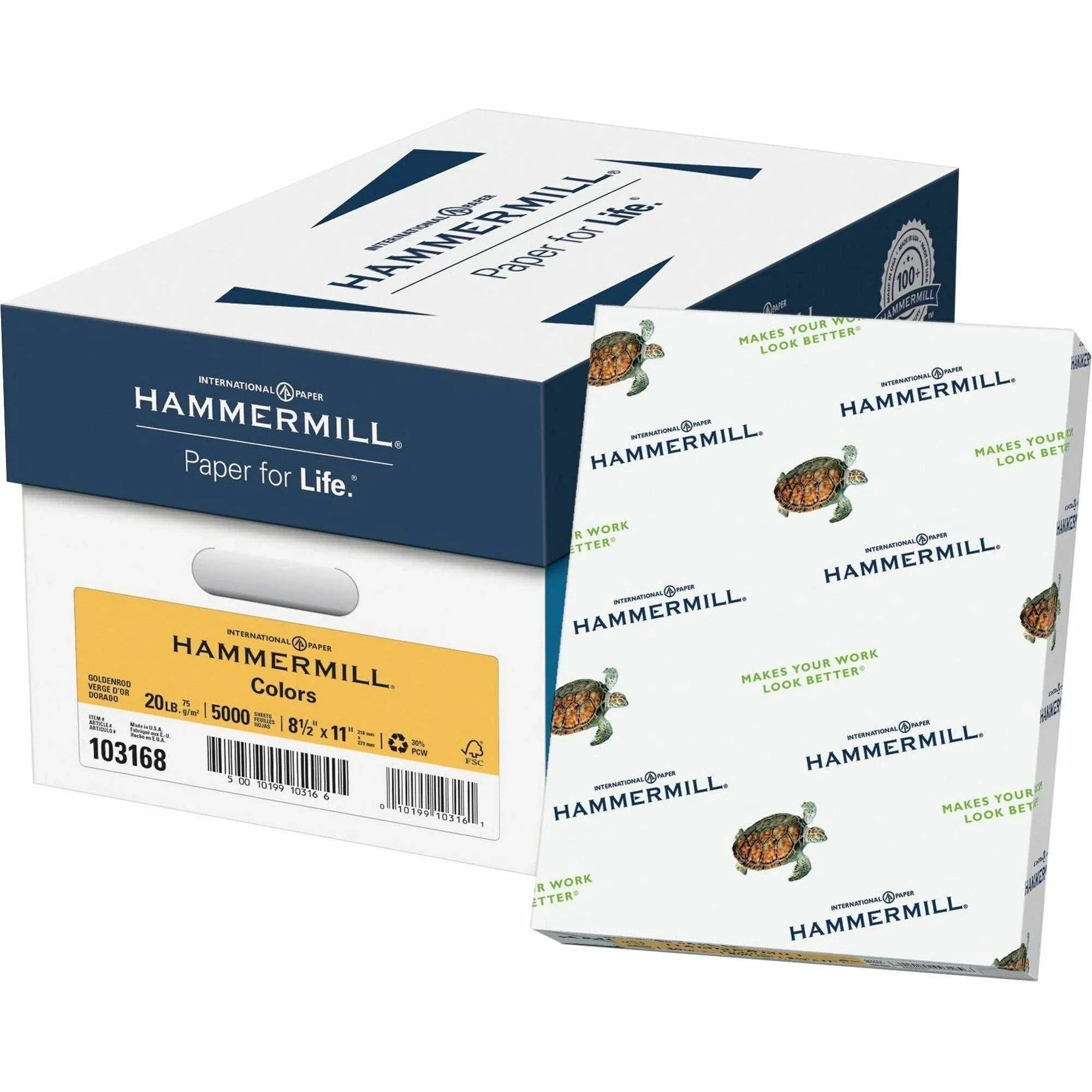 Hammermill Colors Print Paper, 20lb, 8.5 x 11, Goldenrod, 500/Ream