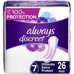 Always Discreet Incontinence Pads for Women and Postpartum Pads, Extra Heavy, 33 CT, up to 100% Bladder Leak Protection 