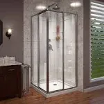 DreamLine Cornerview 36 in. D x 36 in. W x 76 3/4 in. H Framed Sliding Shower Enclosure in Brushed Nickel with White Acrylic Kit