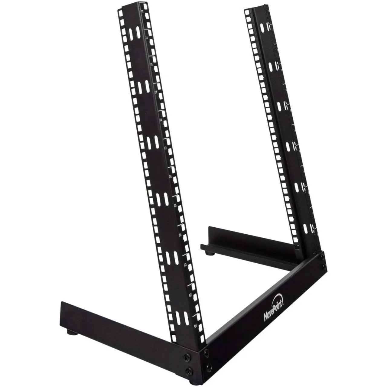 Navepoint 12U 19 inch Desktop Open Frame 2 Post Server Desk Rack Free Standing w/ Hardware