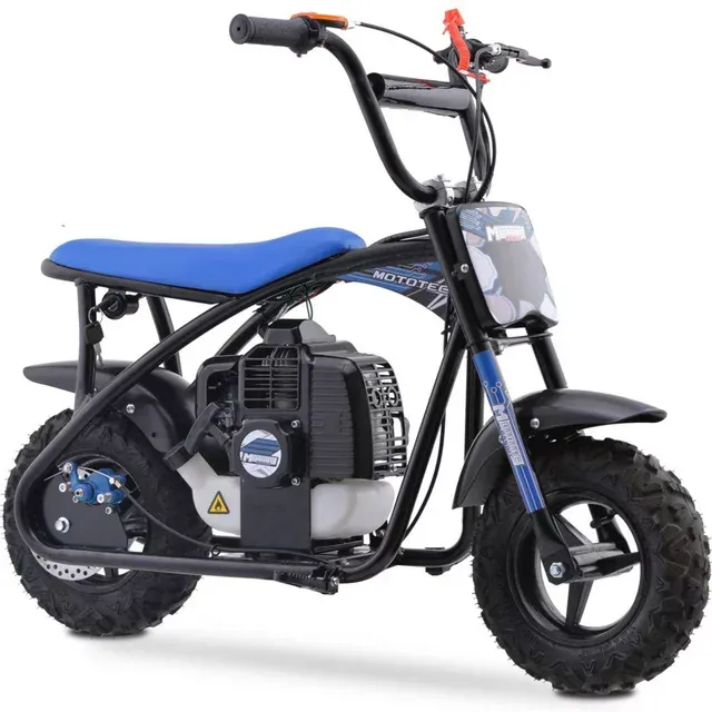 MotoTec Bandit 52cc 2-Stroke Kids Gas Mini Bike Blue & Red