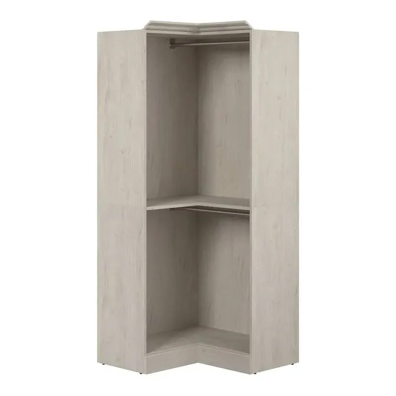 Bestar Versatile 36" Corner Engineered Wood Closet Organizer in Linen White Oak