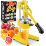 Zulay Kitchen Cast-Iron Orange Juice Squeezer - Heavy-Duty, Easy-to-Clean, Professional Citrus Juicer - Durable Stainless Steel Lemon Squeezer - Sturdy Manual Citrus Press & Orange Squeezer (Yellow)